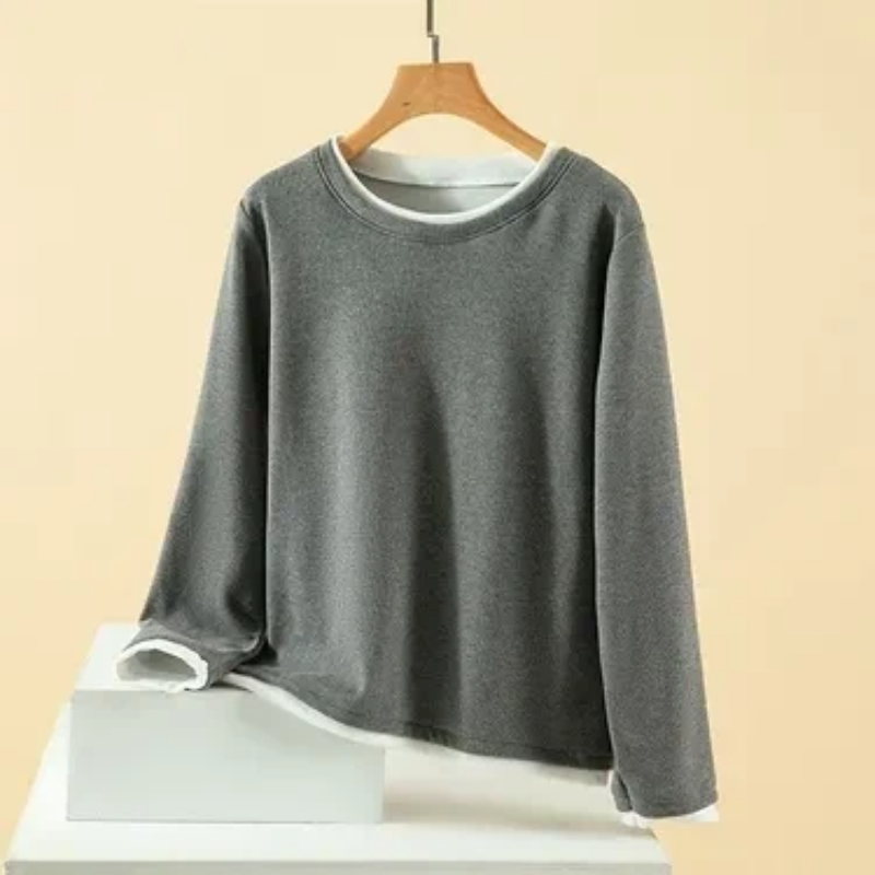 Women Plus Size Fake Two Piece - đánh giá và giá Undershirt Crew Neck